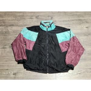 Vintage 80s Givenchy Activewear Silk Bomber Windbreaker Jacket Mens Large L